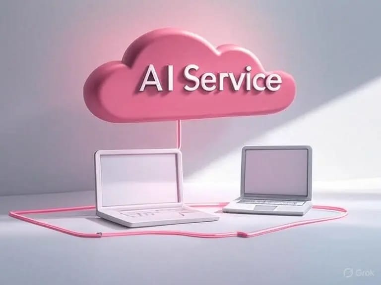 Diagram illustrating easy API integration of Ready-to-Use AI services with business systems